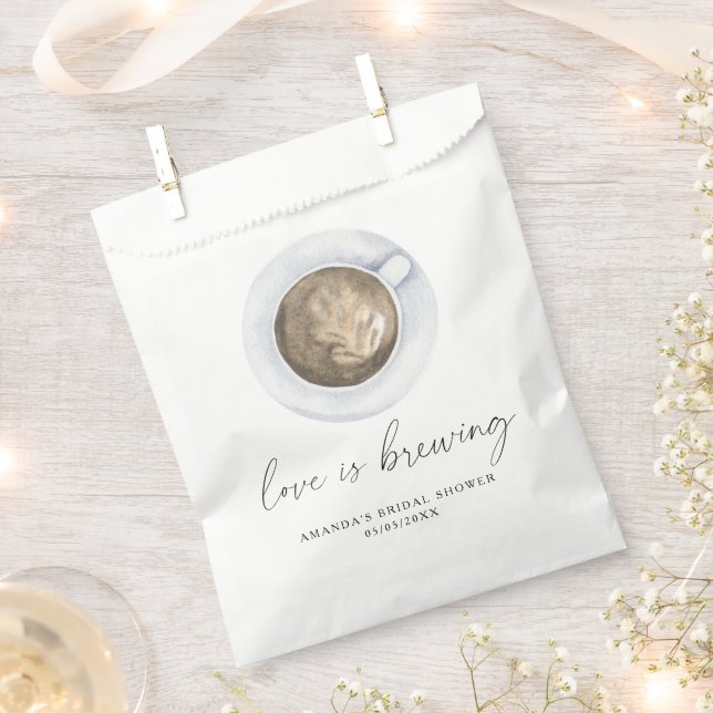 Love is brewing Coffee Bridal shower Favour Bags (Clipped)