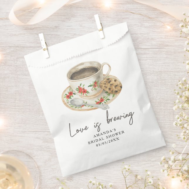 Love is brewing Coffee Bridal shower Favour Bags (Clipped)