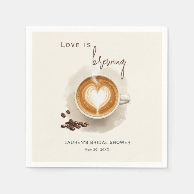 Love is brewing Coffee Bridal Shower In Napkin (Front)
