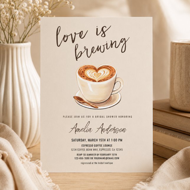 Love is Brewing Coffee Bridal Shower Invitation (Creator Uploaded)