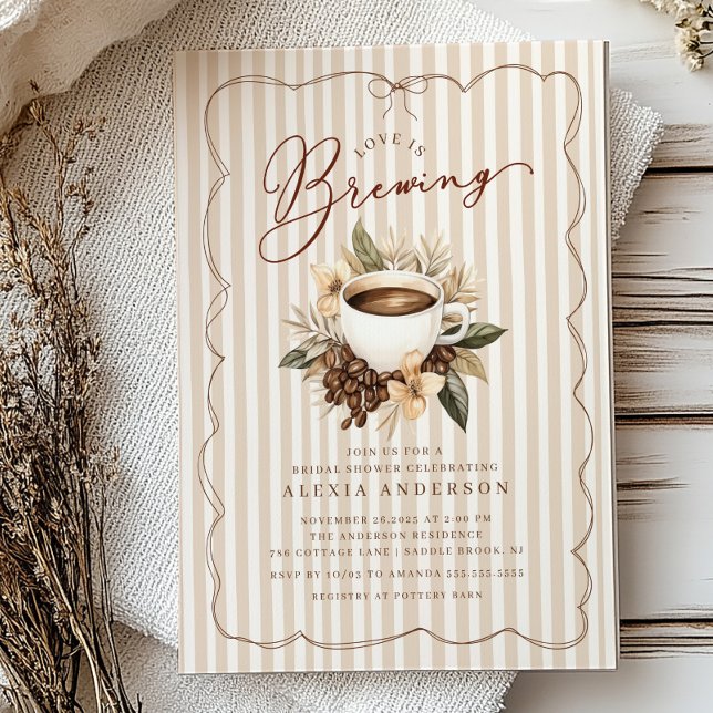 Love Is Brewing Coffee Bridal Shower  Invitation (Creator Uploaded)