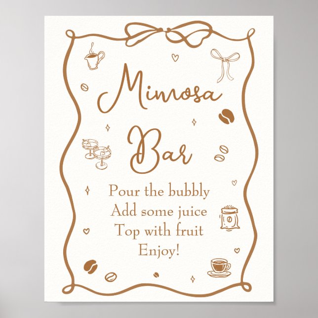 Love is Brewing Coffee Bridal Shower Mimosa Bar Poster (Front)