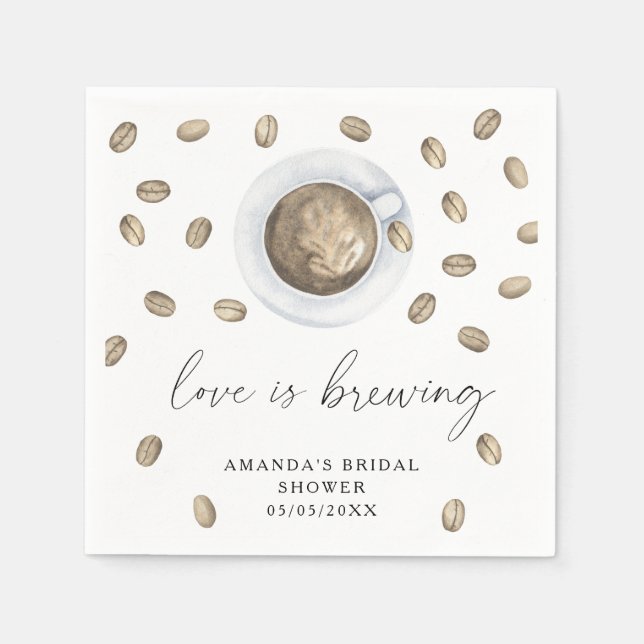 Love is brewing Coffee Bridal shower Napkin (Front)