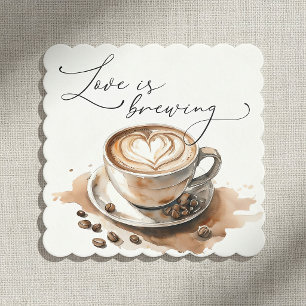 Love is Brewing Coffee Bridal Shower Paper Coaster