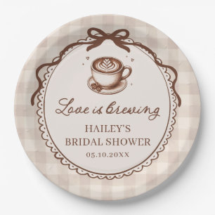 Love is Brewing Coffee Bridal Shower Paper Plates 