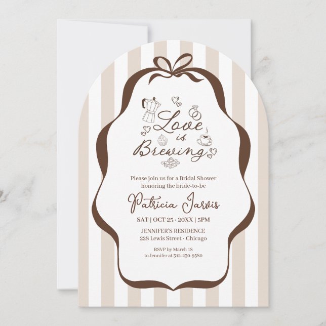 Love Is Brewing Coffee Bridal Shower QR Code Invitation (Front)