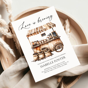 Love is Brewing Coffee Bridal Shower Rustic Invitation