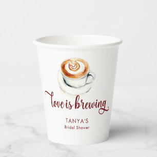 Love is Brewing Coffee Bridal Shower Script Paper Cups
