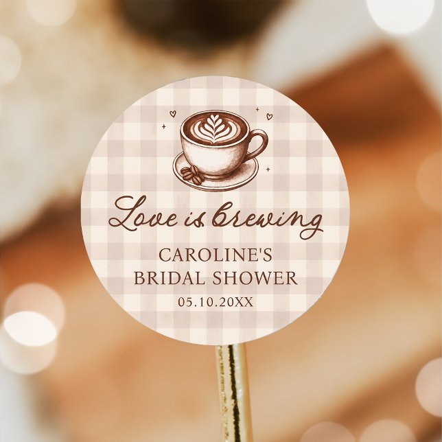 Love is Brewing Coffee Bridal Shower Sticker (Creator Uploaded)