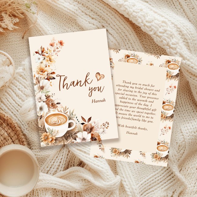 Love is Brewing Coffee Bridal Shower Thank You Card (Creator Uploaded)