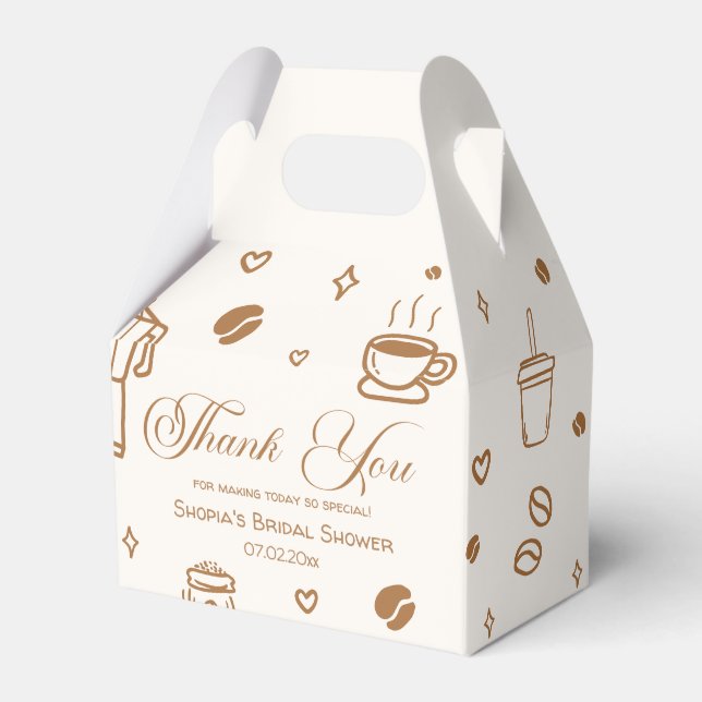 Love is Brewing Coffee Bridal Shower Thank You Favour Box (Front Side)