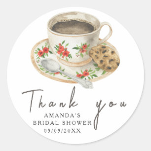 Love is brewing Coffee Bridal shower Thanks Classic Round Sticker