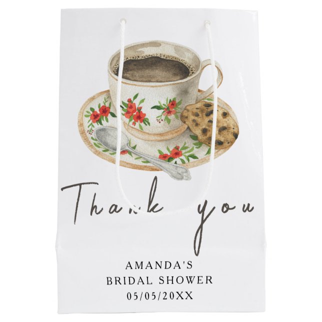 Love is brewing Coffee Bridal shower Thanks Medium Gift Bag (Back)