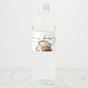 Love is Brewing Coffee Bridal Shower Water Bottle Label