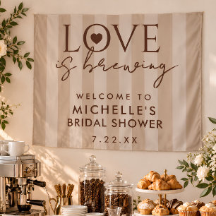 Love Is Brewing Coffee Brown Bridal Shower Banner Tapestry