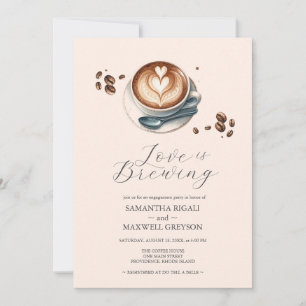 Love is Brewing Coffee Engagement Party Invitation