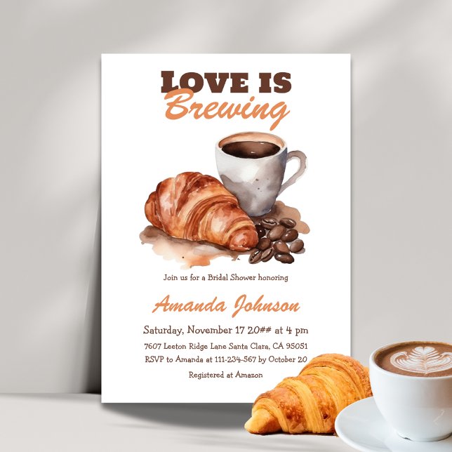 Love is Brewing Coffee French Bridal Shower Invitation (Creator Uploaded)