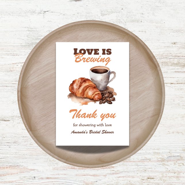 Love is Brewing Coffee French Bridal Shower Thank You Card (Creator Uploaded)