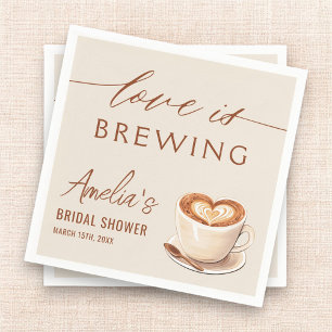 Love is Brewing Coffee Latte Bridal Shower Napkin