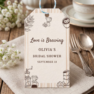 Love is Brewing Coffee Moka Pot Bridal Shower Gift Tags