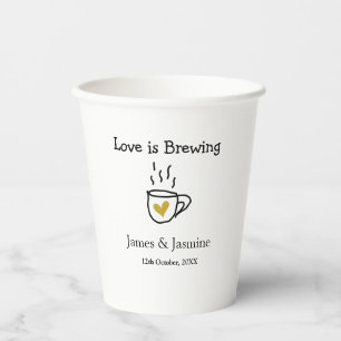 Love is Brewing coffee mug gold heart couple name Paper Cups