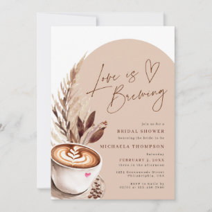 Love is Brewing Coffee Pampas Bridal Shower Invitation