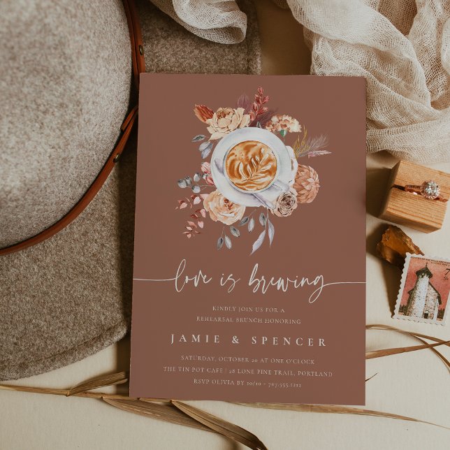 Love is Brewing Coffee Rehearsal Brunch Invitation (Creator Uploaded)