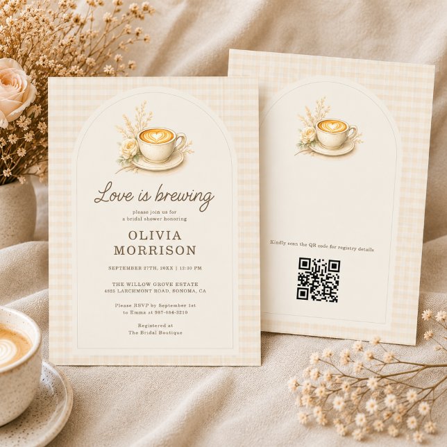 Love is Brewing Coffee Rustic Boho Bridal Shower Invitation (Creator Uploaded)