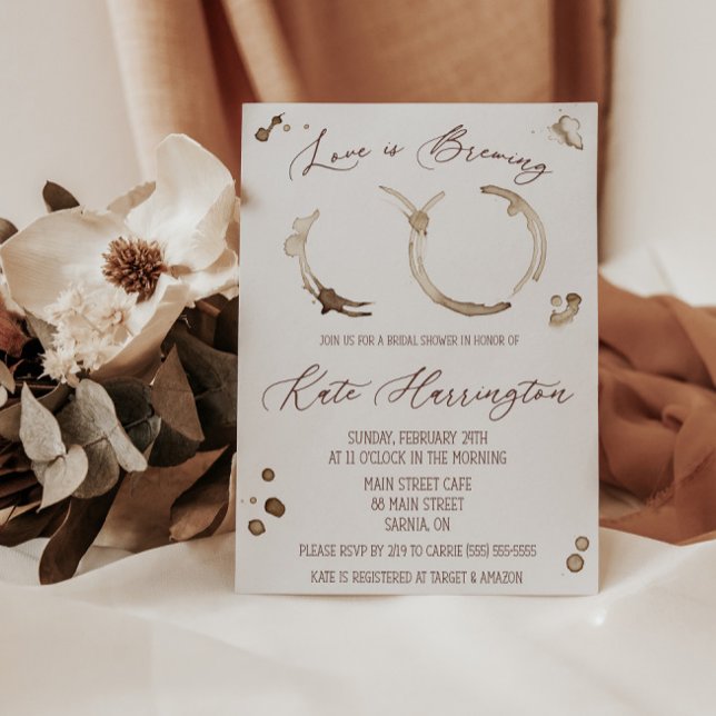 Love is Brewing, Coffee, Stains, Bridal Shower Invitation (Creator Uploaded)