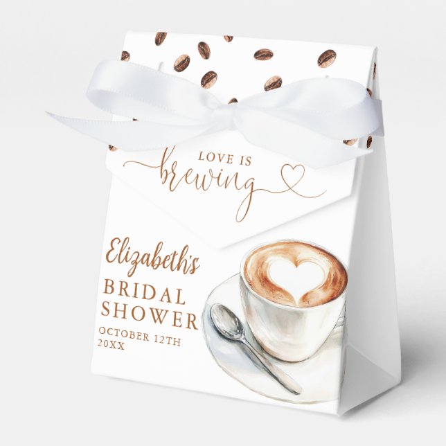 Love Is Brewing Coffee Theme Bridal Shower Favour Box (Front Side)