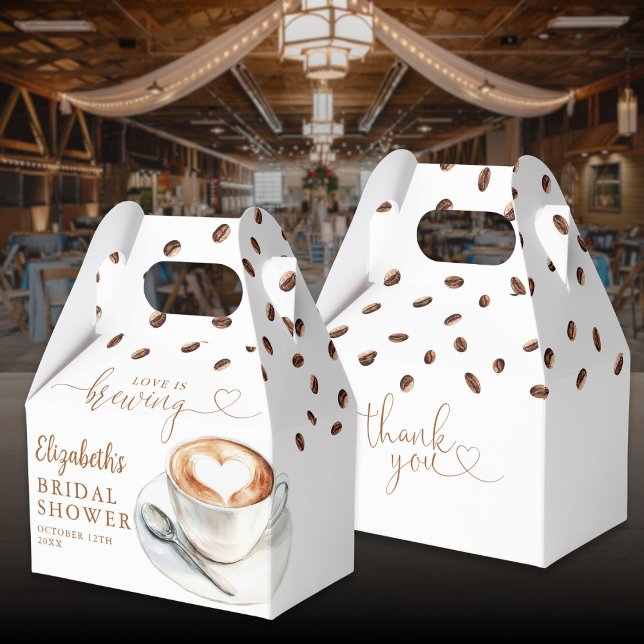 Love Is Brewing Coffee Theme Bridal Shower Favour Box (Love Is Brewing Coffee Theme Bridal Shower Favor Boxes)