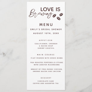 Love is Brewing Coffee Theme Bridal Shower Menu