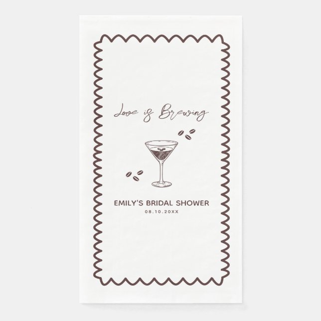 Love is Brewing Coffee Theme Bridal Shower Napkin (Front)
