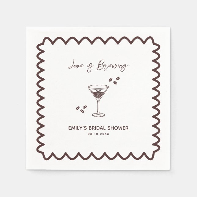 Love is Brewing Coffee Theme Bridal Shower Napkin (Front)