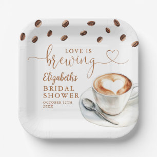 Love Is Brewing Coffee Theme Bridal Shower Paper Plate