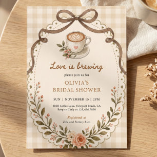 Love is brewing coffee Vintage Floral Custom Invitation