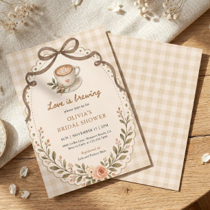 Love is brewing coffee Vintage Floral Custom Invitation