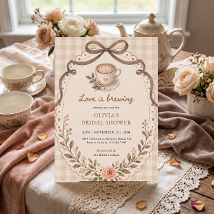 Love is brewing coffee Vintage Floral Custom Invitation