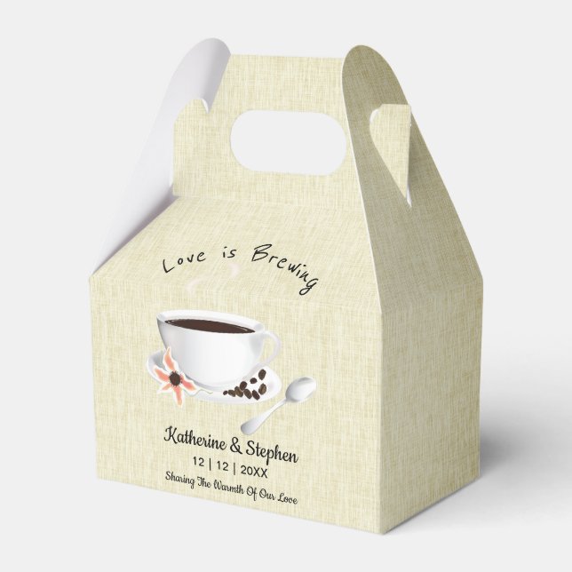 Love Is Brewing Coffee Wedding Favour Box (Front Side)
