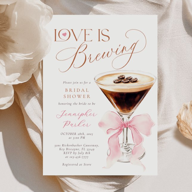 Love is Brewing Coquette Bridal Shower  Invitation (Creator Uploaded)
