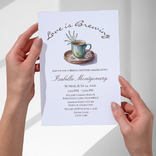 Love Is Brewing Cosy Breakfast Tea Bridal Shower Invitation