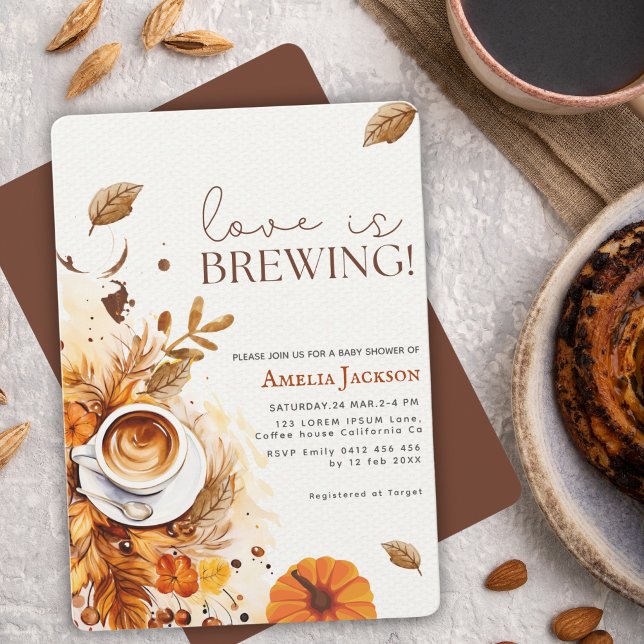 Love is brewing cosy fall coffee Bridal shower Invitation (Creator Uploaded)