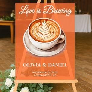  Love is Brewing   Cosy Fall Wedding Welcome Acrylic Sign