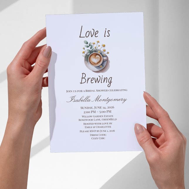 Love Is Brewing Cozy Espresso Bridal Shower Invitation (Love Is Brewing Cozy Espresso Bridal Shower Invitations)