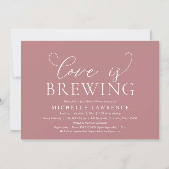 Love is Brewing, Elegant Bridal Shower Party Invit Invitation (Front)