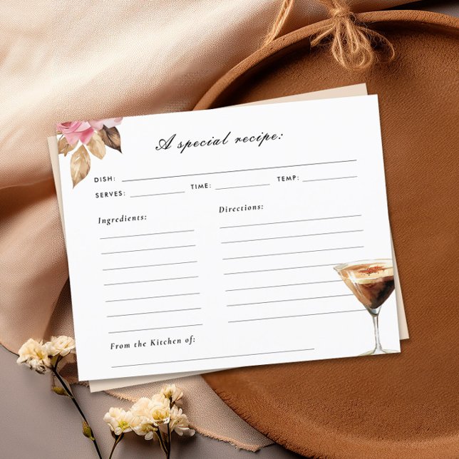 Love is Brewing Elegant Bridal Shower Recipe Card (Creator Uploaded)