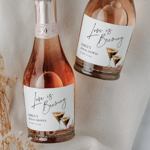 Love is Brewing Elegant Bridal Shower Sparkling Wine Label