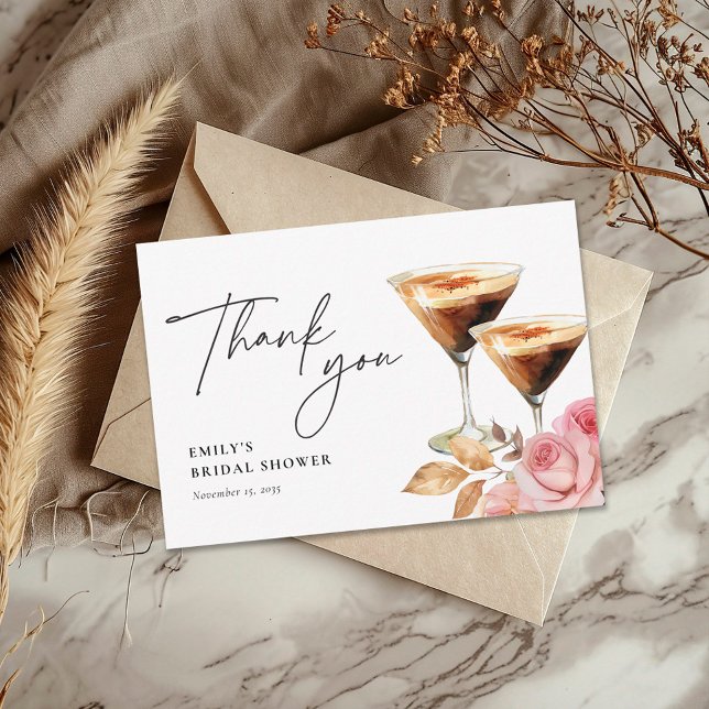 Love is Brewing Elegant Bridal Shower Thank You Card (Creator Uploaded)