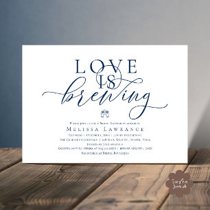 Love Is Brewing Elegant Script Bridal Shower Invitation