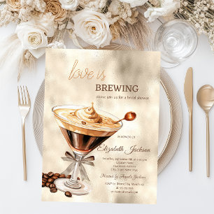 Love is Brewing Espresso Glitter Drips  Invitation